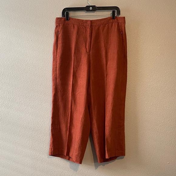 Akris Punto linen wide leg crop high rise pants sz12 - Picture 1 of 6
